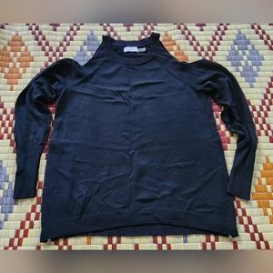 Ramy Brook Open shoulders Merino Wool Sweater. Black. Sz Med.